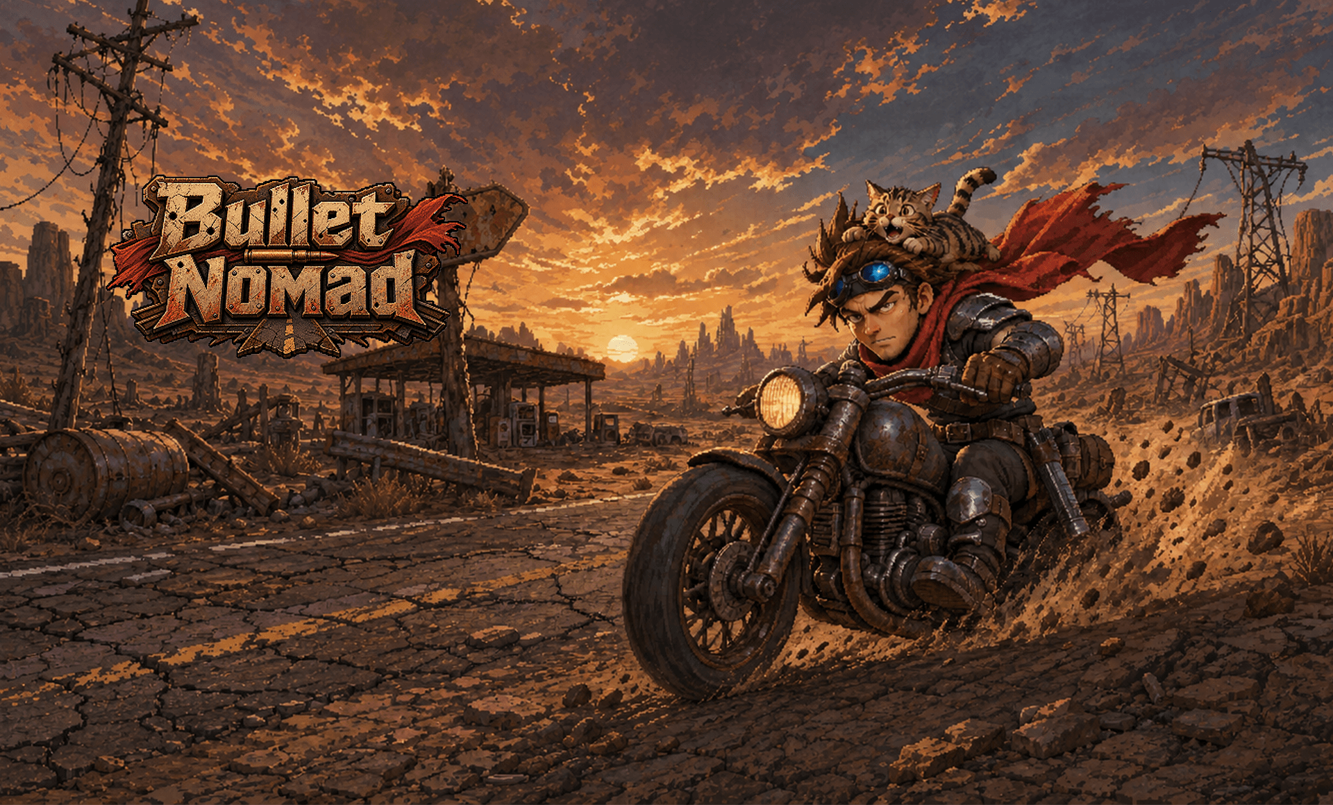 Bullet Nomad desert motorcycle hero art