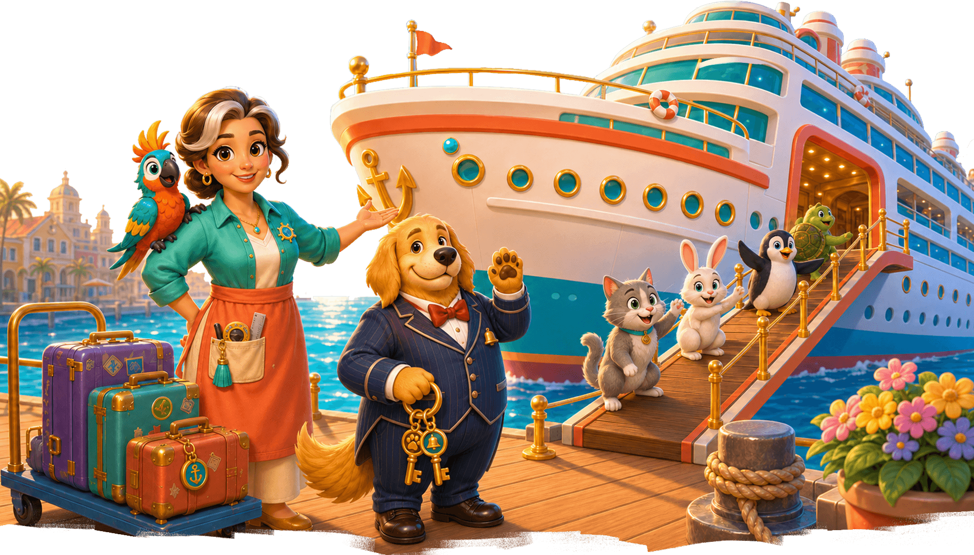 Bingo Game cruise ship and animal cast